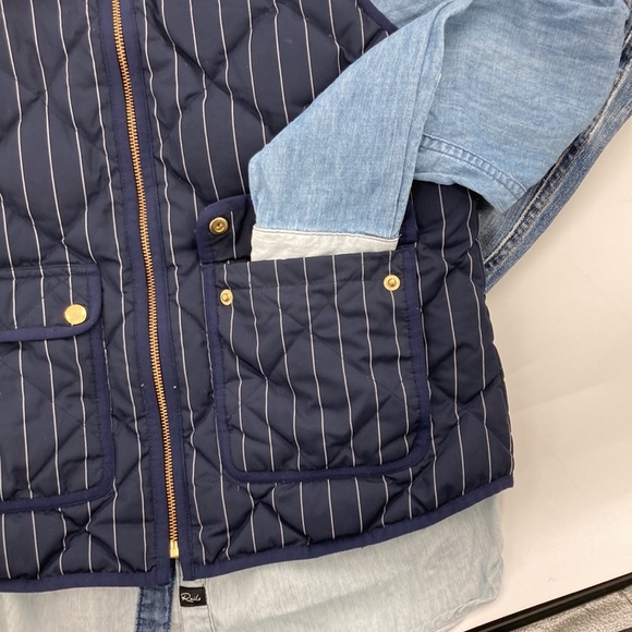J.Crew Puffer Vest Navy Pinstripe Women’s Small - Picture 4 of 6